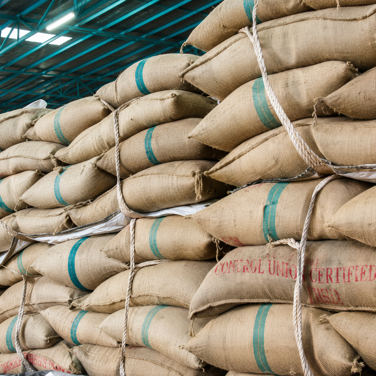 Control Union certified sacks in warehouse